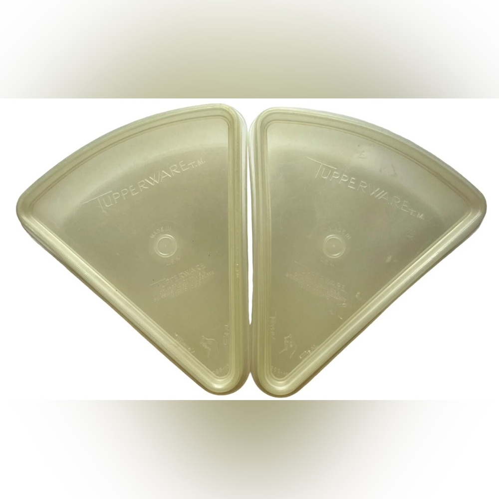 Lot of 2 Vintage Tupperware Single Pie Slice Keepers 269-15 & 16 With Lids As Is